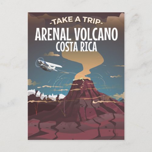 Arenal Volcano Costa Rica vintage cartoon Postcard
