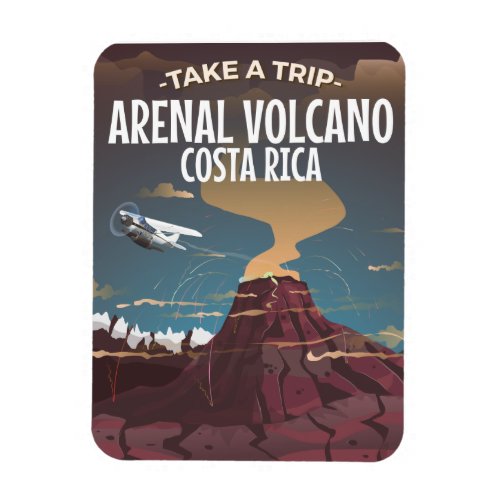 Arenal Volcano Costa Rica vintage cartoon poster Magnet