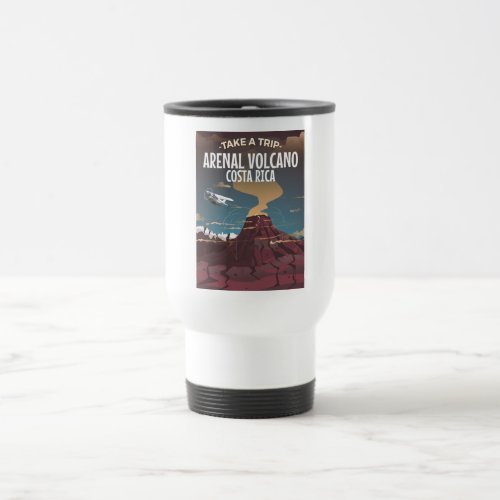 Arenal Volcano Costa Rica vintage cartoon poster Travel Mug