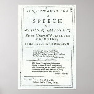 Areopagitica' a speech of John Milton Poster