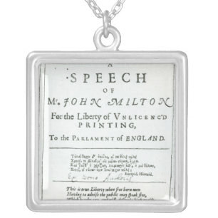 Areopagitica' a speech of John Milton Silver Plated Necklace