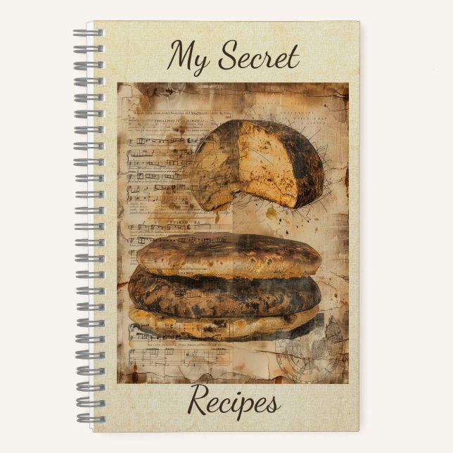 Arepa Bread Ephemera Collage Art Notebook (Front)