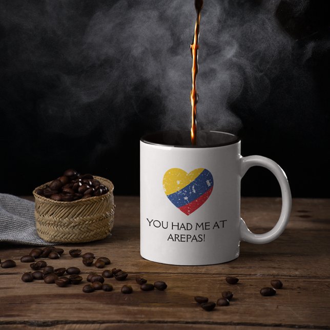 Arepas Funny Quote Colombian Food  Two-Tone Coffee Mug (colombian coffee arepas funny mug)