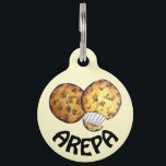 Arepas South American Venezuelan Colombian Food Pet ID Tag<br><div class="desc">Design features an original illustration of a pair of delicious cheese arepas. Arepas, a South American food especially popular in Venezuela and Colombia, are a maize (ground corn meal) cake served with various fillings or accompaniments such as cheese, butter, meat, vegetables, or beans. They are sold in a variety of...</div>