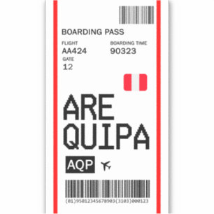 Arequipa Peru Boarding Pass Airline Ticket Sticker
