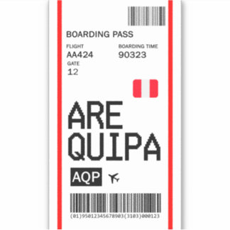 Arequipa Peru Boarding Pass Airline Ticket Sticker