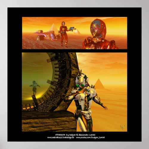 ARES AND TITAN  CYBORGS IN THE DESERT OF HYPERION POSTER