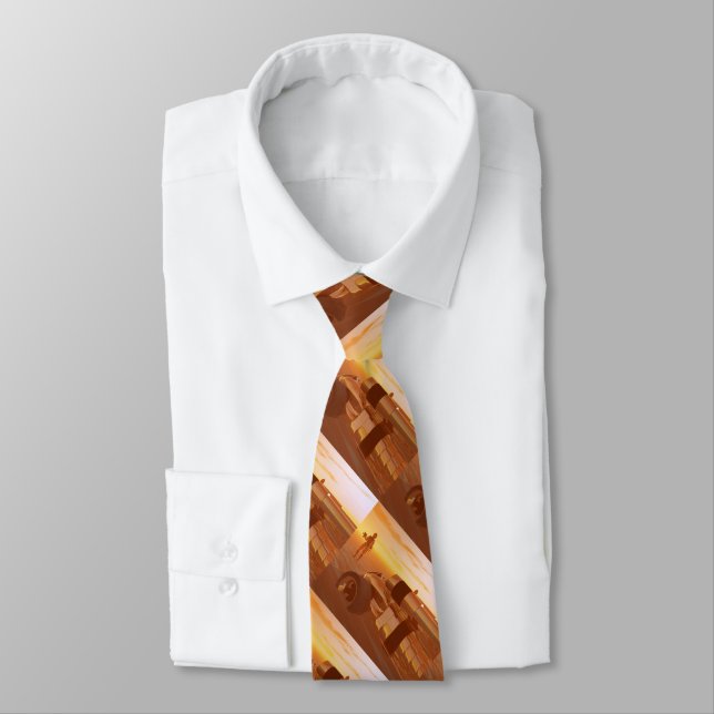 ARES CYBORG,DESERT HYPERION,SCIENCE FICTION Scifi Neck Tie (Tied)