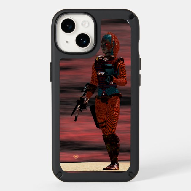 ARES - CYBORG IN DESERT  Red Sci-Fi iPhone Case (Front)