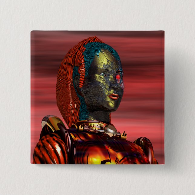 ARES - CYBORG PINBACK BUTTON (Front)