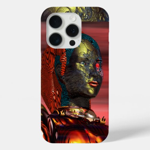 ARES CYBORG PORTRAIT IN SUNSET Science Fiction iPhone 15 Pro Case