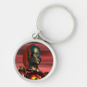ARES - CYBORG PORTRAIT IN SUNSET / Science Fiction Keychain