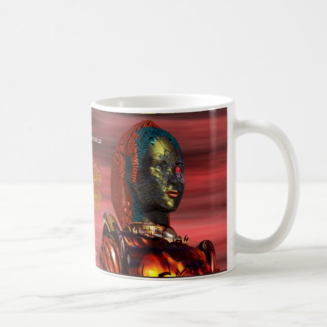 ARES CYBORG PORTRAIT Red Science Fiction Sci-Fi Coffee Mug (Right)