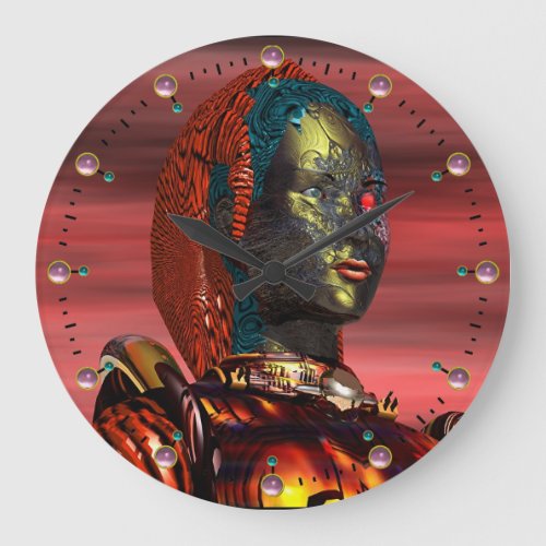 ARES CYBORG PORTRAIT Red Science Fiction Sci_Fi Large Clock