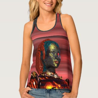 ARES CYBORG PORTRAIT Red Science Fiction Sci-Fi Tank Top