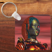 ARES - CYBORG PORTRAIT,RED SUNSET Science Fiction Keychain (Front)