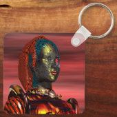 ARES - CYBORG PORTRAIT,RED SUNSET Science Fiction Keychain (Back)