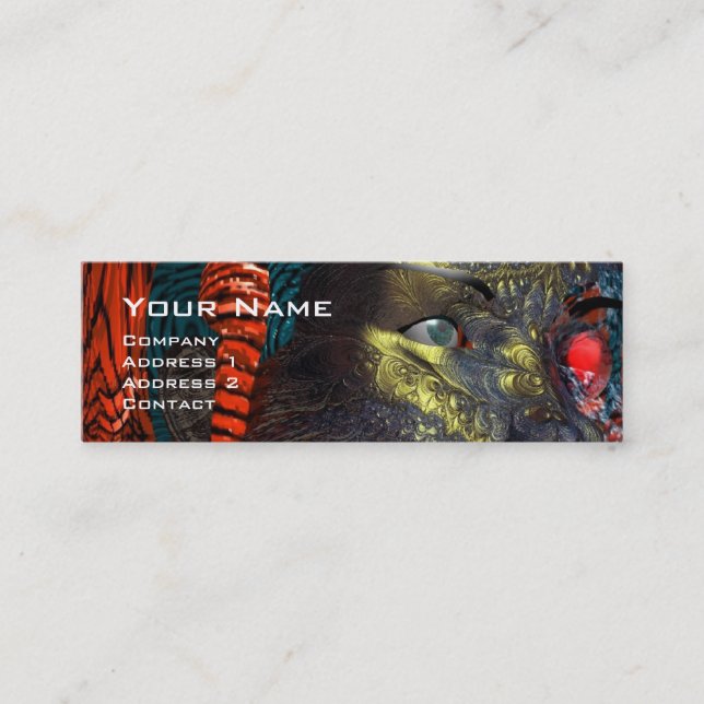 ARES CYBORG PORTRAIT Red Yellow Science Fiction Mini Business Card (Front)