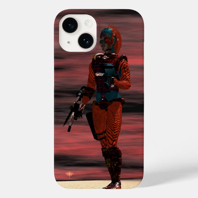 ARES CYBORG,RED SUNSET Science Fiction,Sci-Fi Case-Mate iPhone Case (Back)