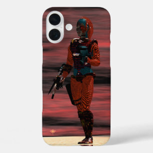 ARES CYBORG,RED SUNSET Science Fiction,Sci-Fi iPhone 16 Plus Case