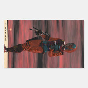 ARES CYBORG Red Sunset Science Fiction,Sci-Fi Rectangular Sticker