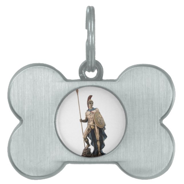 ARES GREEK WARRIOR GOD STATUE PET ID TAG (Front)