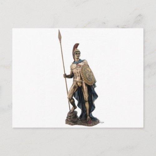 ARES GREEK WARRIOR GOD STATUE POSTCARD