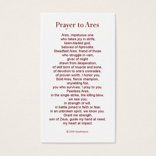 Ares Prayer Card (Front)