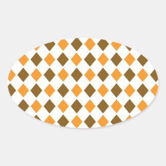 [ARG-BRO-1] Brown and orange retro argyle Oval Sticker
