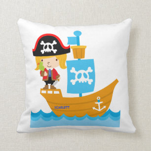 ARG Girl Pirate Pillow- Reversible Throw Pillow