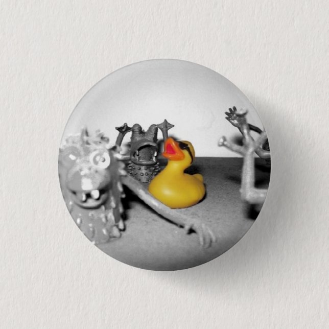 'Arg! Monsters!' Rubber Duck  Button (small) (Front)