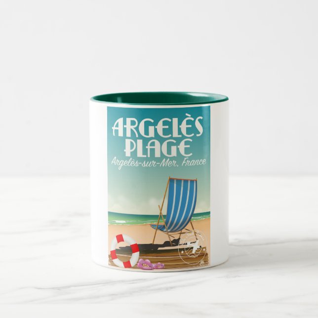 Argelès Plage,Argelès-sur-Mer, France Two-Tone Coffee Mug (Center)