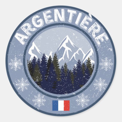 Argentiere Ski Resort Classic Round Sticker