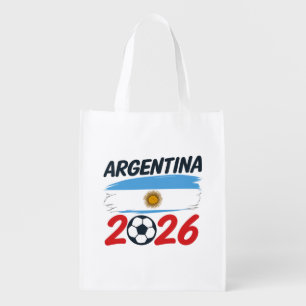 Argentina 2026 Soccer Fan Design Flag Colors Grocery Bag