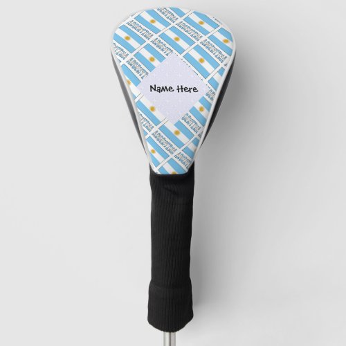 Argentina and Argentine Flag Tiled with Your Name Golf Head Cover