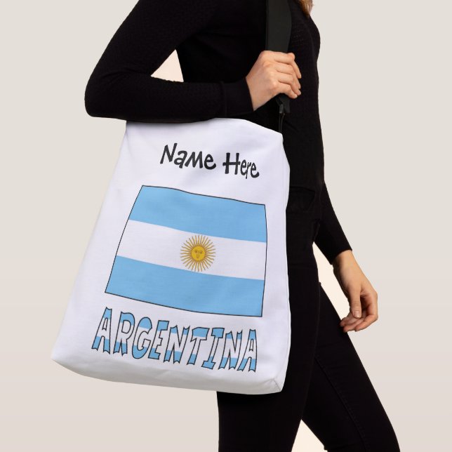 Argentina and Argentine Flag with Your Name Crossb Crossbody Bag (Close Up)