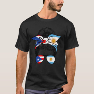 Argentina and Puerto Rico Mix Half Argentinian Hal T-Shirt