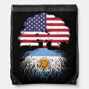 Argentina Argentine American USA Tree Roots Flag Drawstring Bag