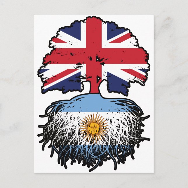 Argentina Argentine British UK Tree Roots Flag Postcard (Front)