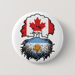 Argentina Argentine Canadian Canada Tree Roots Button