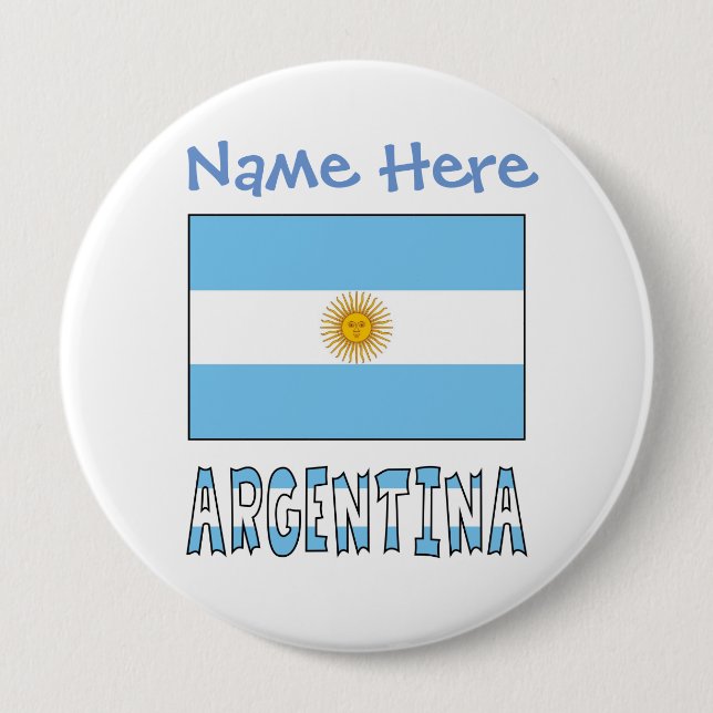 Argentina Argentine Flag Blue Personalization  Button (Front)
