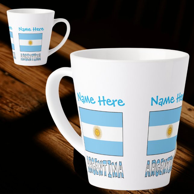 Argentina Argentine Flag Blue Personalization  Latte Mug (Creator Uploaded)