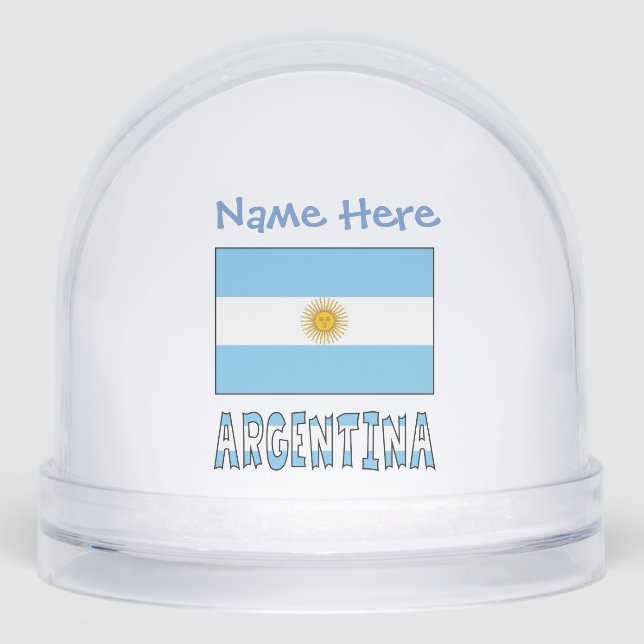 Argentina Argentine Flag Blue Personalized  Snow Globe (Front)