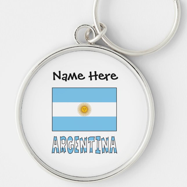 Argentina Argentine Flag Personalized Keychain (Front)
