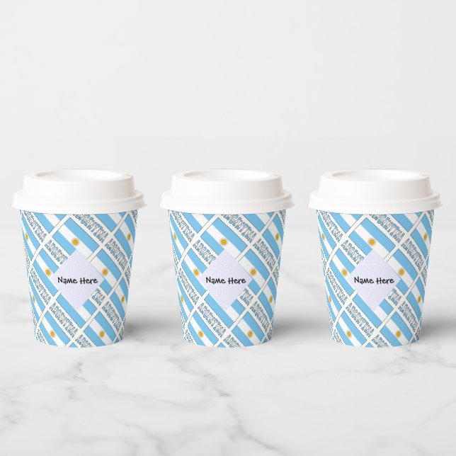 Argentina Argentine Flag Tiled Personalized  Paper Cups (Multi)