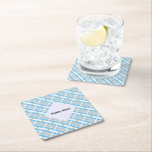Argentina Argentine Flag Tiled Personalized  Square Paper Coaster