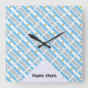 Argentina Argentine Flag Tiled Personalized Square Wall Clock