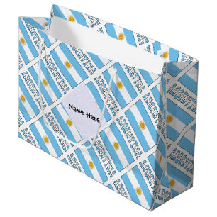 Argentina Argentine Flag Tiled Personalized Text Large Gift Bag