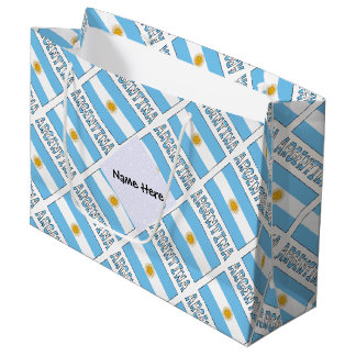 Argentina Argentine Flag Tiled Personalized Text Large Gift Bag
