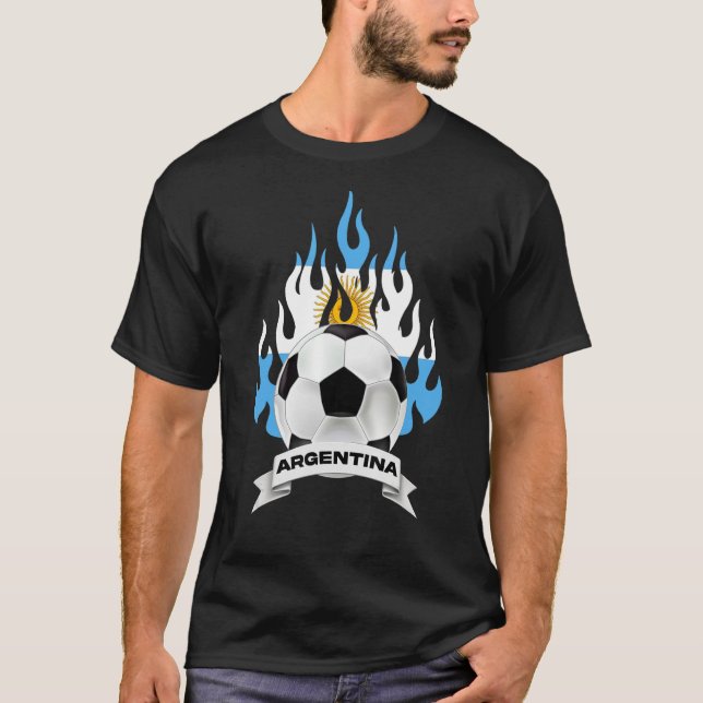 Argentina Argentinean Flag Football Soccer Ball  P T-Shirt (Front)